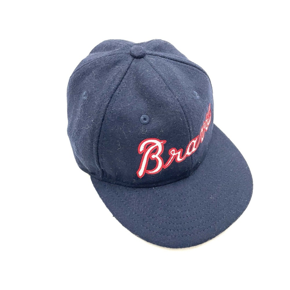 New Era Atlanta Braves Spellout Wool Blend Strapback Hat Cap Adjustable Blue
